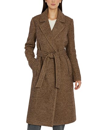 Women's Belted Tweed Wrap Coat Sam Edelman Women's Belted Tweed Wrap Coat -CeCe cloth-shop