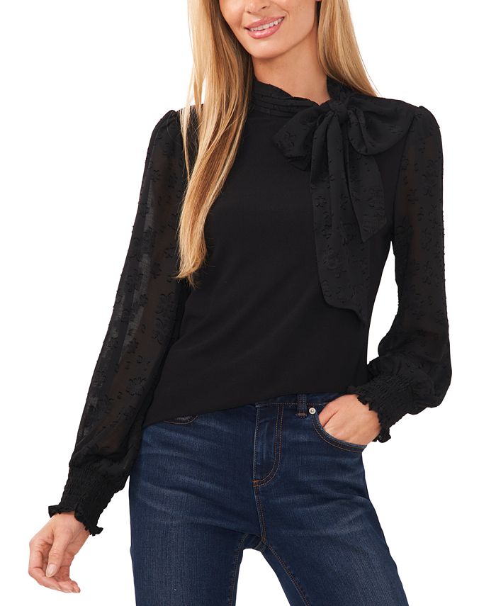 Women's Floral-Jacquard Long-Sleeve Knit Top CeCe Women's Floral-Jacquard Long-Sleeve Knit Top -CeCe cloth-shop