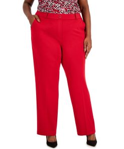 Kasper Plus Size Faux-Fly Pull-On Wide-Leg Pants