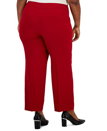 Plus Size Mid-Rise Straight-Ankle Faux-Pocket Pants Kasper Plus Size Mid-Rise Straight-Ankle Faux-Pocket Pants -CeCe cloth-shop