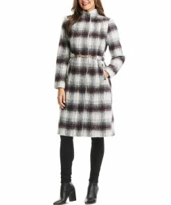 Vince Camuto Women's Chain Belted Plaid Maxi Coat