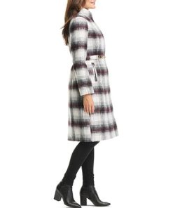 Vince Camuto Women's Chain Belted Plaid Maxi Coat -CeCe cloth-shop 22337304 fpx