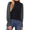 CeCe Women's Mixed-Media Mock-Neck Knit Top