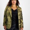 Bar III Plus Size Metallic Notched Collar One-Button Jacket, Created For Macy's