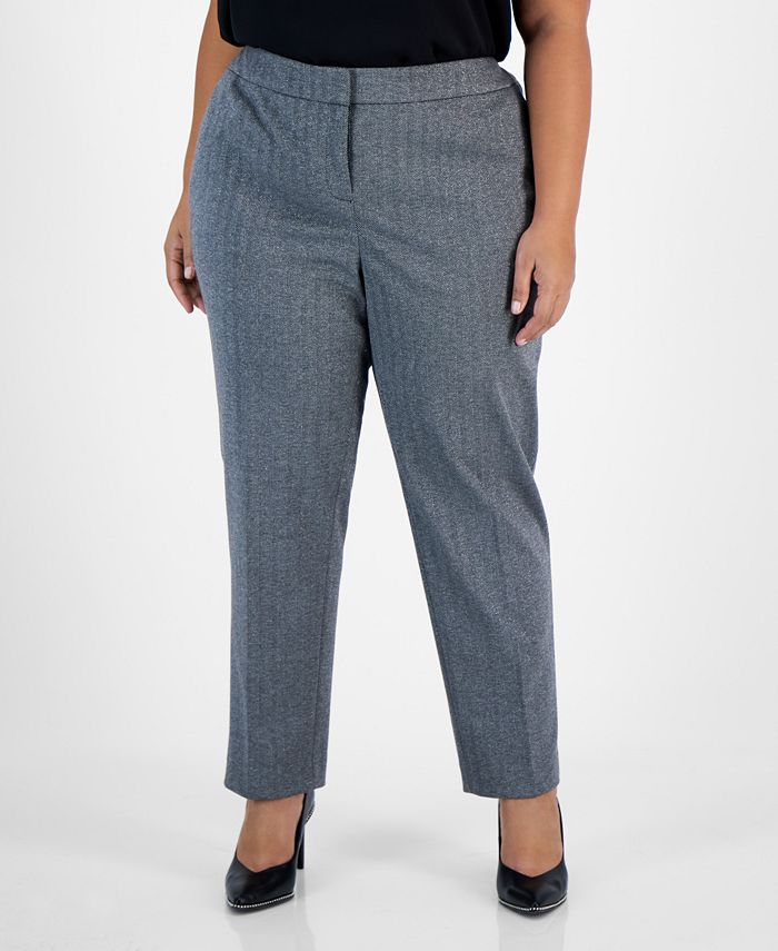 Plus Size Shimmer Herringbone Ankle Pants, Created For Macy's Bar III Plus Size Shimmer Herringbone Ankle Pants, Created For Macy's -CeCe cloth-shop