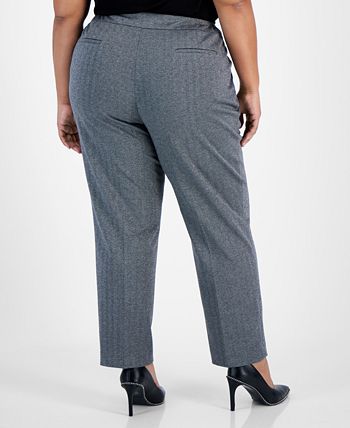 Plus Size Shimmer Herringbone Ankle Pants, Created For Macy's Bar III Plus Size Shimmer Herringbone Ankle Pants, Created For Macy's -CeCe cloth-shop