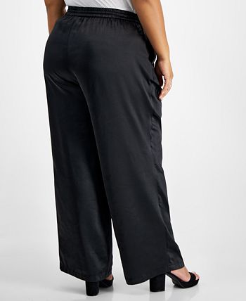 Plus Size Washed Satin Pull-On Wide-Leg Pants, Created For Macy's Bar III Plus Size Washed Satin Pull-On Wide-Leg Pants, Created For Macy's -CeCe cloth-shop