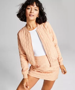 And Now This Women's Quilted Bomber Zip-Front Jacket