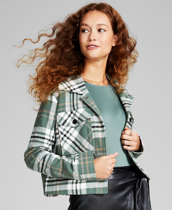 And Now This Women's Cropped Plaid Shacket 1 And Now This Women's Cropped Plaid Shacket