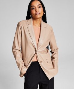 And Now This Women's Oversized Faux-Leather Blazer