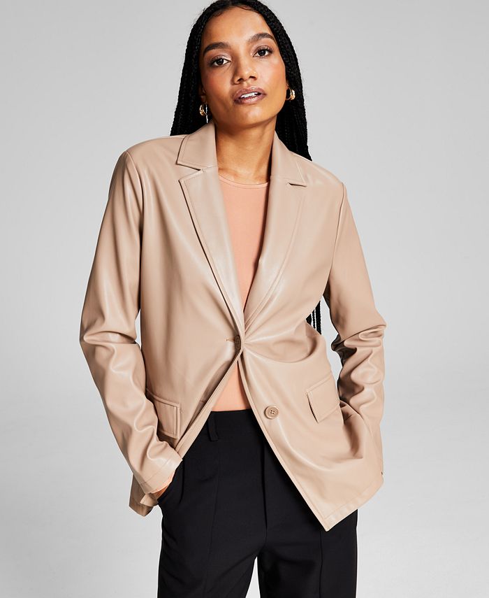 Women's Oversized Faux-Leather Blazer And Now This Women's Oversized Faux-Leather Blazer -CeCe cloth-shop