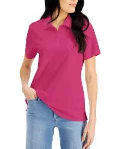 Karen Scott Cotton Short Sleeve Polo Shirt, Created For Macy's -CeCe cloth-shop 22345500 fpx