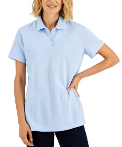 Karen Scott Cotton Short Sleeve Polo Shirt, Created For Macy's -CeCe cloth-shop 22345504 fpx