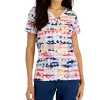 Karen Scott Women's Printed Short-Sleeve Henley Top, Created For Macy's