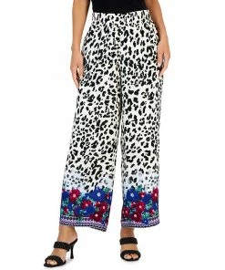 JM Collection Women's Leopard-Print Wide-Leg Pants, Created For Macy's
