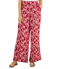INC International Concepts Women's Printed Pull-On Wide-Leg Pants, Created For Macy's