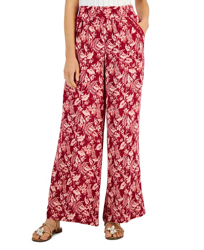Women's Printed Pull-On Wide-Leg Pants, Created For Macy's INC International Concepts Women's Printed Pull-On Wide-Leg Pants, Created For Macy's -CeCe cloth-shop