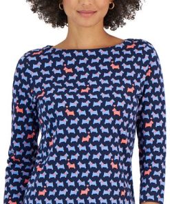 Charter Club Women's Cotton Scottie Boat-Neck Top, Created For Macy's 2 Charter Club Women's Cotton Scottie Boat-Neck Top, Created For Macy's -CeCe cloth-shop 22361920 fpx