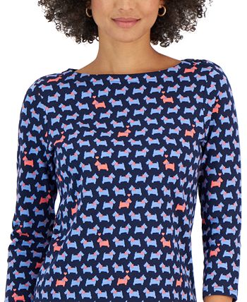 Women's Cotton Scottie Boat-Neck Top, Created For Macy's Charter Club Women's Cotton Scottie Boat-Neck Top, Created For Macy's -CeCe cloth-shop