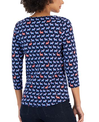 Women's Cotton Scottie Boat-Neck Top, Created For Macy's Charter Club Women's Cotton Scottie Boat-Neck Top, Created For Macy's -CeCe cloth-shop