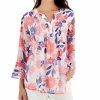 Charter Club Women's Garden Print Pintuck Top, Created For Macy's