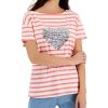 Charter Club Women's Striped Heart-Print Knit Top, Created For Macy's