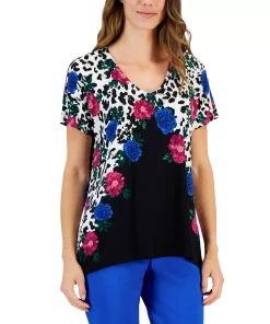 JM Collection Women's Arching Garden Short-Sleeve Tunic, Created For Macy's 3 JM Collection Women's Arching Garden Short-Sleeve Tunic, Created For Macy's -CeCe cloth-shop 22368388 fpx