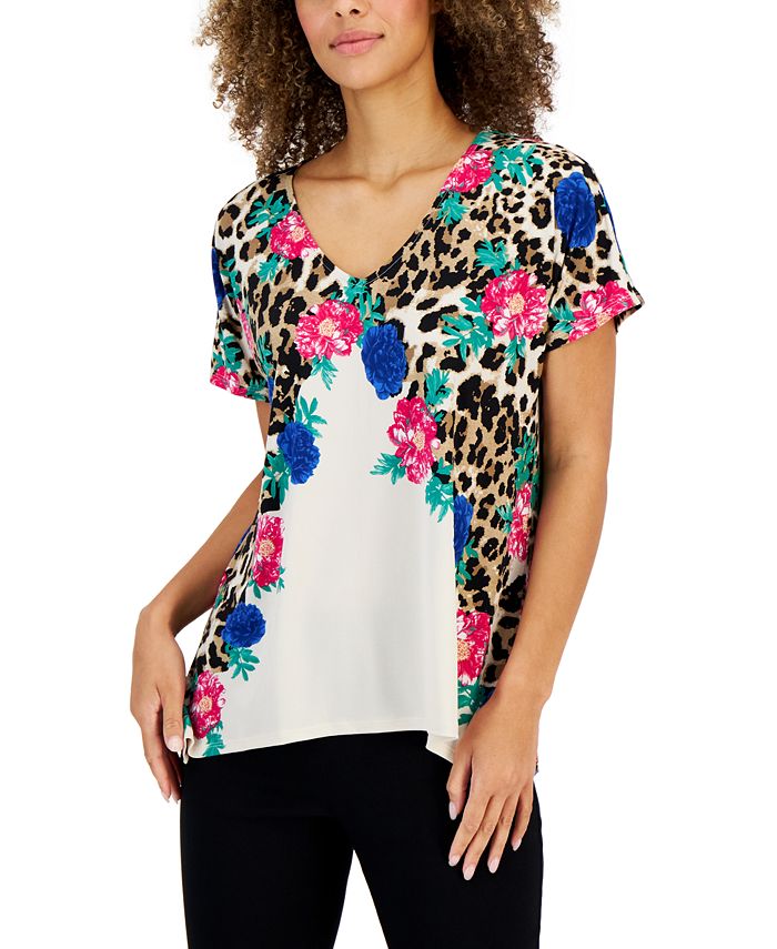 Women's Arching Garden Short-Sleeve Tunic, Created For Macy's JM Collection Women's Arching Garden Short-Sleeve Tunic, Created For Macy's -CeCe cloth-shop