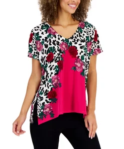 JM Collection Women's Arching Garden Short-Sleeve Tunic, Created For Macy's 5 JM Collection Women's Arching Garden Short-Sleeve Tunic, Created For Macy's -CeCe cloth-shop 22368390 fpx