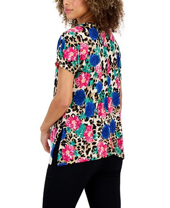 Women's Arching Garden Short-Sleeve Tunic, Created For Macy's JM Collection Women's Arching Garden Short-Sleeve Tunic, Created For Macy's -CeCe cloth-shop