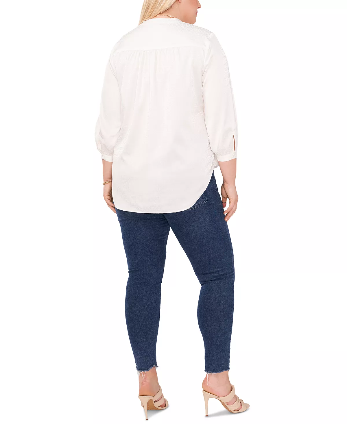 Plus Size Jacquard Patterned Blouse Vince Camuto Plus Size Jacquard Patterned Blouse -CeCe cloth-shop