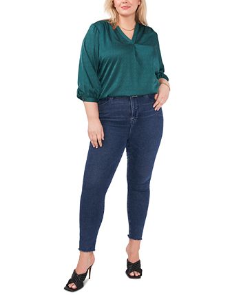 Plus Size Jacquard Patterned Blouse Vince Camuto Plus Size Jacquard Patterned Blouse -CeCe cloth-shop