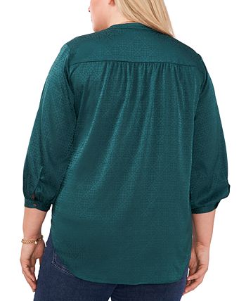 Plus Size Jacquard Patterned Blouse Vince Camuto Plus Size Jacquard Patterned Blouse -CeCe cloth-shop