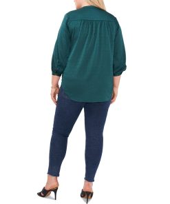 Vince Camuto Plus Size Jacquard Patterned Blouse 3 Vince Camuto Plus Size Jacquard Patterned Blouse -CeCe cloth-shop 22370411 fpx