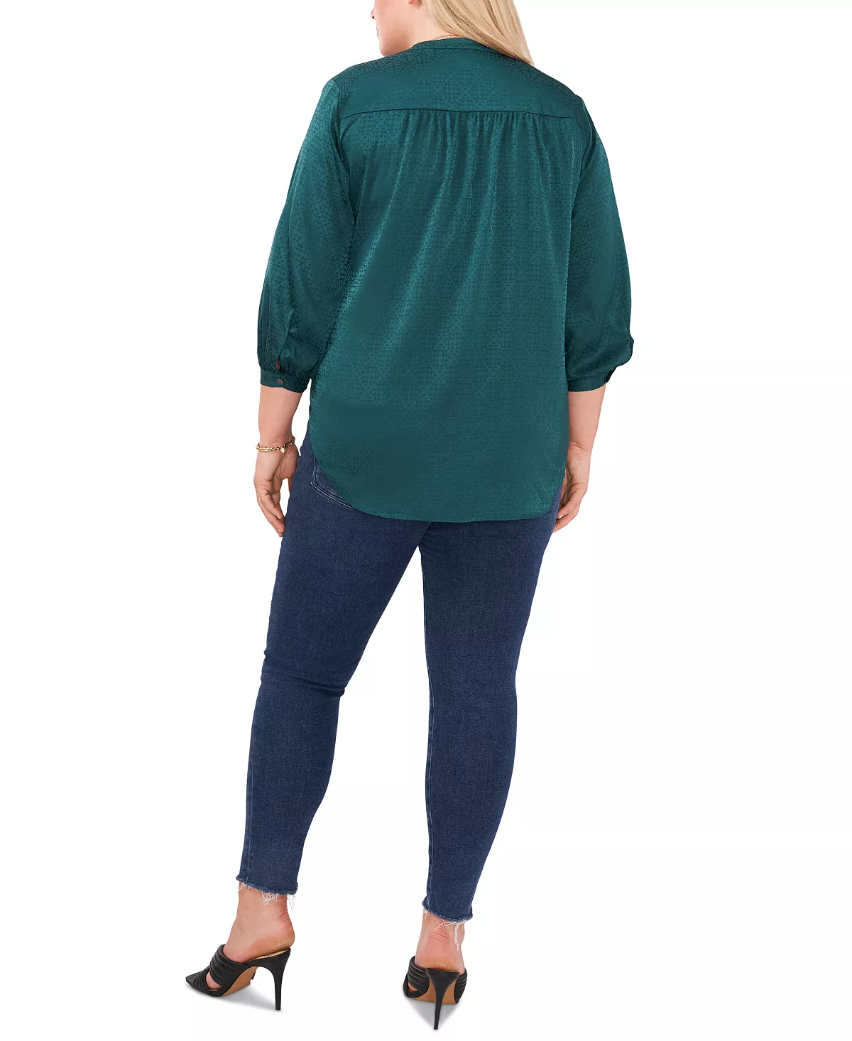 Plus Size Jacquard Patterned Blouse Vince Camuto Plus Size Jacquard Patterned Blouse -CeCe cloth-shop