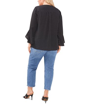 Vince Camuto Plus Size Polka-Dot Flutter-Sleeve Blouse 2 Vince Camuto Plus Size Polka-Dot Flutter-Sleeve Blouse - Image 2