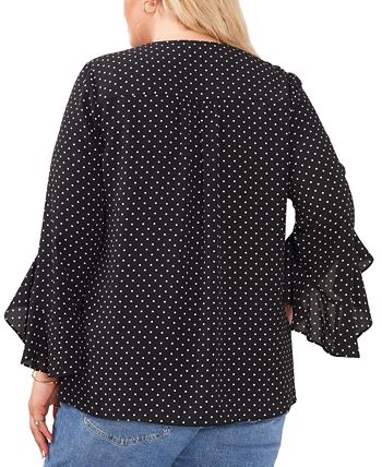 Vince Camuto Plus Size Polka-Dot Flutter-Sleeve Blouse 3 Vince Camuto Plus Size Polka-Dot Flutter-Sleeve Blouse - Image 3