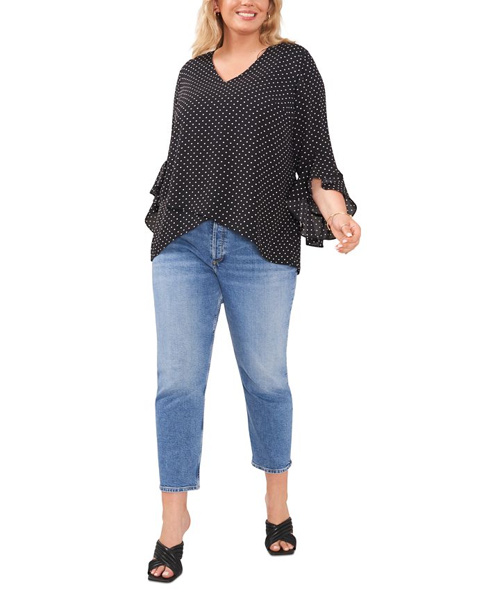 Vince Camuto Plus Size Polka-Dot Flutter-Sleeve Blouse 4 Vince Camuto Plus Size Polka-Dot Flutter-Sleeve Blouse - Image 4
