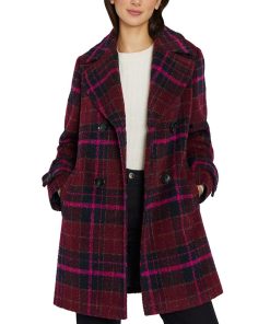 Sam Edelman Women's Double-Breasted Plaid Coat -CeCe cloth-shop 22370792 fpx