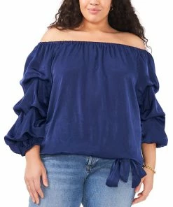 Vince Camuto Plus Size Bubble-Sleeve Off-The-Shoulder Top