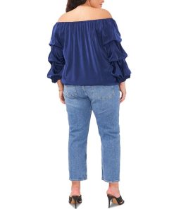 Vince Camuto Plus Size Bubble-Sleeve Off-The-Shoulder Top 3 Vince Camuto Plus Size Bubble-Sleeve Off-The-Shoulder Top -CeCe cloth-shop 22371231 fpx