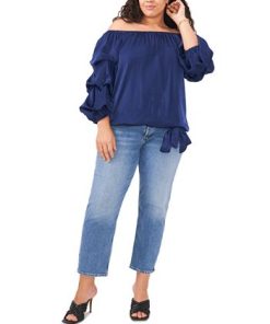 Vince Camuto Plus Size Bubble-Sleeve Off-The-Shoulder Top 2 Vince Camuto Plus Size Bubble-Sleeve Off-The-Shoulder Top -CeCe cloth-shop 22371233 fpx