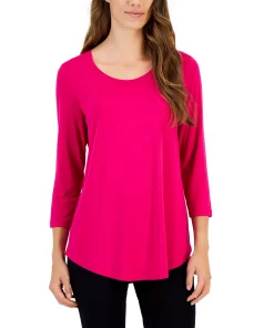 JM Collection 3/4-Sleeve Solid Tunic Top, Created For Macy's 6 JM Collection 3/4-Sleeve Solid Tunic Top, Created For Macy's -CeCe cloth-shop 22372116 fpx