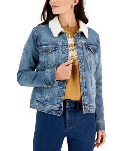 Style & Co Women's Sherpa-Collar Jean Jacket, Created For Macy's