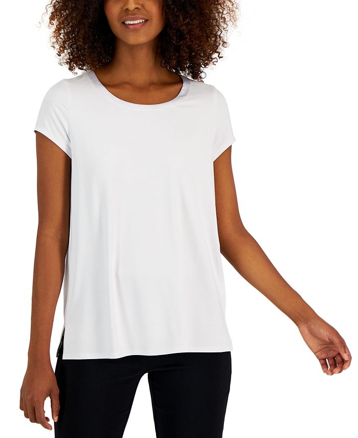 Women's Satin-Trim Scoop-Neck Top, Created For Macy's Alfani Women's Satin-Trim Scoop-Neck Top, Created For Macy's -CeCe cloth-shop