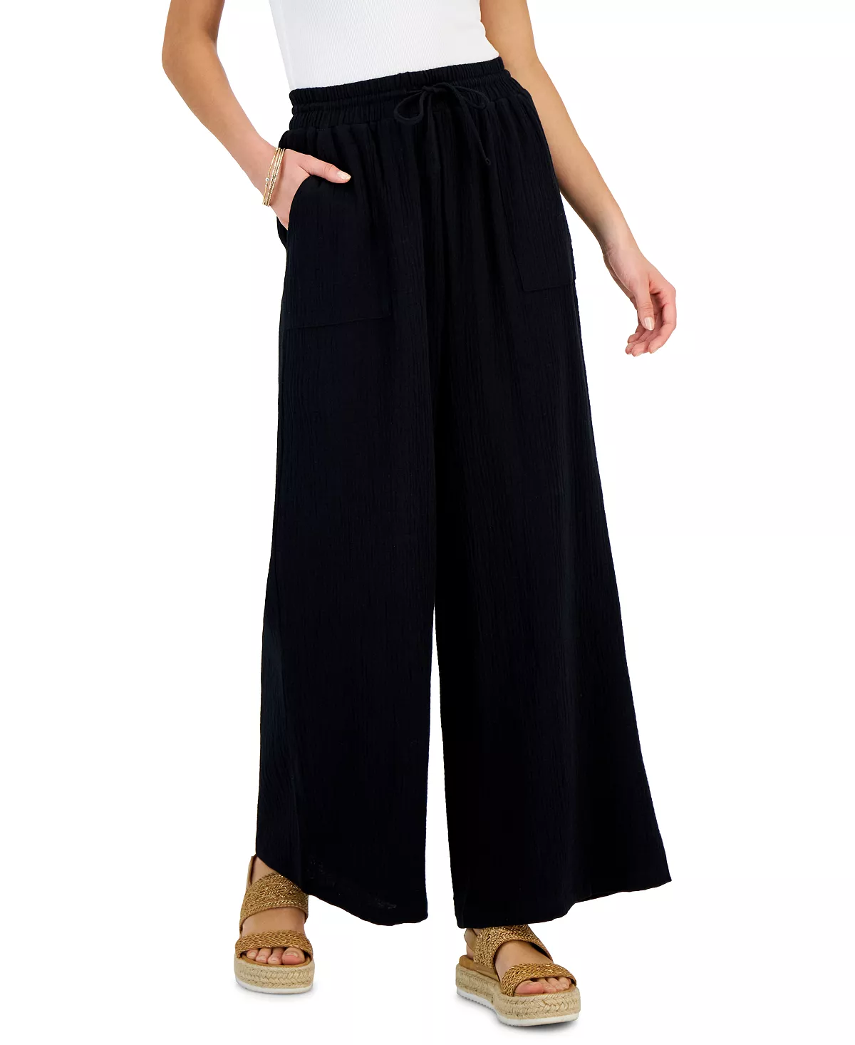 Style & Co Women's Pull-On Crinkled Wide-Leg Pants, Created For Macy's - Image 2