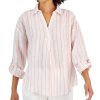 Charter Club Women's Linen Metallic-Stripe Top, Created For Macy's