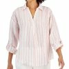 Charter Club Women's Linen Metallic-Stripe Top, Created For Macy's