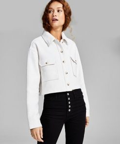 And Now This Women's Textured Button Front Cropped Shacket -CeCe cloth-shop 22408769 fpx