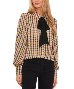 CeCe Women's Button-Up Bow-Neck Blouse